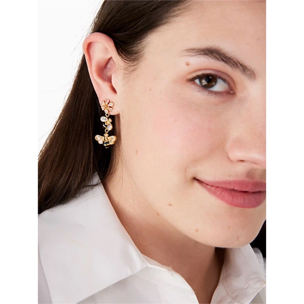 KATE SPADE • All Abuzz Stone Bee Linear Earrings - Picture 2 of 5